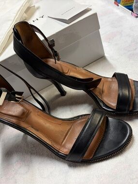 Givenchy Black Leather Open-Toe Slingback Heels